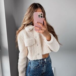 ZARA CROPPED FAUX SHEARLING JACKET